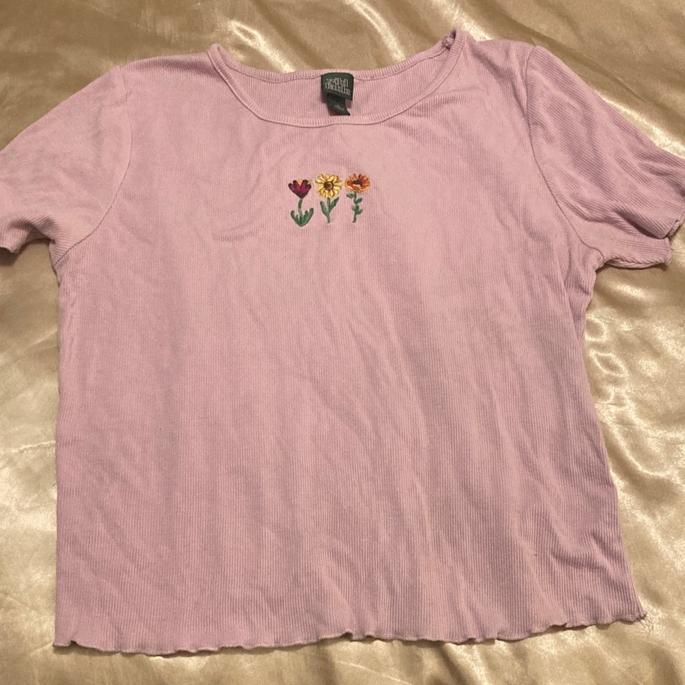 Wild Fable Pink Floral Embroidered Crop Top